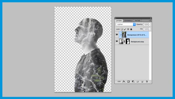 Photoshop opacity settings example. Silverbox Double Exposure Workshop
